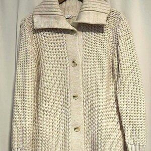 Cozy Sage the Label Chunky Button-Down Cardigan Ribbed Collar Size S